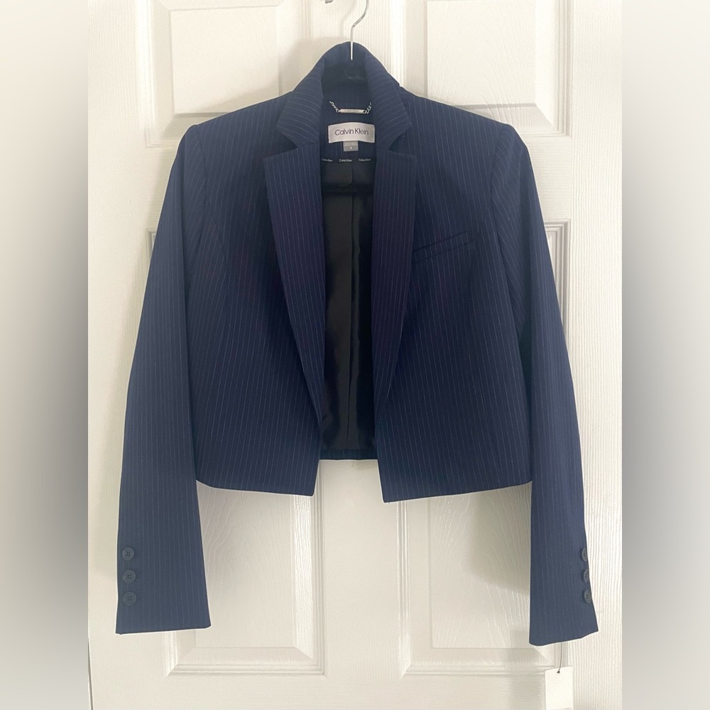 Pinstripe Calvin Klein Cropped Blazer
